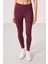 Bordo Polyester Esnek Standart Fit Performans Kadın Tayt - 94667 3