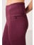 Bordo Polyester Esnek Standart Fit Performans Kadın Tayt - 94667 5