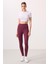 Bordo Polyester Standart Fit Esnek Performans Kadın Tayt - 94666 1
