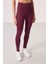 Bordo Polyester Standart Fit Esnek Performans Kadın Tayt - 94666 4