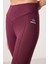 Bordo Polyester Standart Fit Esnek Performans Kadın Tayt - 94666 5