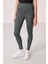 Haki Polyester Standart Fit Esnek Performans Kadın Tayt - 94666 5