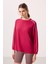 Viva Kırmızı Yumuşak Dokulu O Yaka Oversize Kadın Tunik Sweatshirt - 97303 3