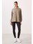 Koyu Bej Yumuşak Dokulu O Yaka Oversize Kadın Tunik Sweatshirt - 97303 1