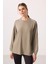 Koyu Bej Yumuşak Dokulu O Yaka Oversize Kadın Tunik Sweatshirt - 97303 2
