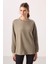 Koyu Bej Yumuşak Dokulu O Yaka Oversize Kadın Tunik Sweatshirt - 97303 3