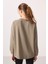 Koyu Bej Yumuşak Dokulu O Yaka Oversize Kadın Tunik Sweatshirt - 97303 4