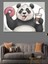 Donut Tutan Panda Dekoratif Kanvas - Mdf Ahşap Tablo 3