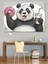 Donut Tutan Panda Dekoratif Kanvas - Mdf Ahşap Tablo 4