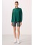 Yeşil Yumuşak Dokulu O Yaka Oversize Kadın Tunik Sweatshirt - 97303 1
