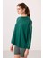 Yeşil Yumuşak Dokulu O Yaka Oversize Kadın Tunik Sweatshirt - 97303 2