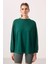 Yeşil Yumuşak Dokulu O Yaka Oversize Kadın Tunik Sweatshirt - 97303 3