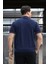 Premium Şerit Detaylı Viskon Polo Yaka Triko Erkek T-Shirt - Lacivert 4