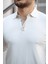 Premium Şerit Detaylı Viskon Polo Yaka Triko Erkek T-Shirt - Ekru 2