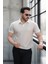 Çizgili Örme Desenli Polo Yaka Erkek T-Shirt - Bej 2
