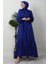Fırfır Detay Janjan Elbise Gece Mavi 2
