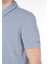 Regular Fit Polo Yaka Düz Erkek Mavi Kısa Kol Tişört 5