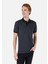 Regular Fit Polo Yaka Çizgili Erkek Antrasit Kısa Kol Tişört 1