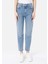 Slim Fit Orta Bel Daralan Paça Kadın İndigo Jean Pantolon 4