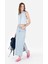 Slim Fit Düz Fermuarlı Kadın Mavi Etek 3