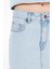 Slim Fit Düz Fermuarlı Kadın Mavi Etek 5