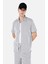 Regular Fit Shirt Neck Jakarlı Erkek Gri Kısa Kol Tişört 1