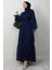Fırfır Detay Janjan Elbise Lacivert 1