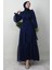 Fırfır Detay Janjan Elbise Lacivert 3
