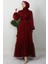 Fırfır Detay Janjan Elbise Bordo 1