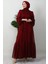 Fırfır Detay Janjan Elbise Bordo 2
