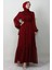 Fırfır Detay Janjan Elbise Bordo 3