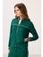 Yeşil Yumuşak Dokulu Triko Dik Yaka Oversize Kadın Eşofman Takım - 95350 5