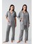 Kısa Kollu Düğmeli Pamuklu Hamile Sabahlık Pijama Takım 17300 2