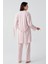 Kısa Kollu Düğmeli Pamuklu Hamile Sabahlık Pijama Takım 17300 4