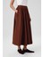 Kahverengi Cep Detaylı Uzun Kloş Etek 4