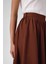 Kahverengi Cep Detaylı Uzun Kloş Etek 5