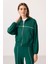 Yeşil Yumuşak Dokulu Dik Yaka Oversize Lastikli Kadın Eşofman Takım - 95349 4