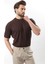Kahverengi Dokulu Çizgi Tasarım Bisiklet Yaka Erkek T-Shirt E7122 3
