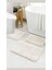 Home %100 Doğal Kaymaz Taban Yıkanabilir Krem Shaggy 3’lü Banyo Halısı, Paspas 1