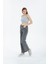 Kar Yıkama Kar Gri Likralı Süper Yüksek Bel Wide Leg Salaş Jeans Palazzo Pantolon 2