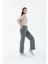 Kar Yıkama Kar Gri Likralı Süper Yüksek Bel Wide Leg Salaş Jeans Palazzo Pantolon 3