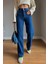 90's Koyu Mavi Süper Extra Yüksek Bel Palazzo Salaş Jean Pantolon 1