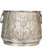 Kabartma Desenli Metal Çiçeklik Kazan Saksı Gümüş Eskitme 32X24,5 Cm. 1