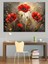 Kırmızı Gelincik Çiçekleri Dekoratif Kanvas - Mdf Ahşap Tablo 3