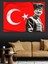 Mustafa Kemal Atatürk ve Türk Bayrağı Dekoratif Kanvas - Mdf Ahşap Tablo 1