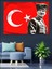 Mustafa Kemal Atatürk ve Türk Bayrağı Dekoratif Kanvas - Mdf Ahşap Tablo 2