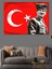 Mustafa Kemal Atatürk ve Türk Bayrağı Dekoratif Kanvas - Mdf Ahşap Tablo 3