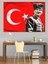 Mustafa Kemal Atatürk ve Türk Bayrağı Dekoratif Kanvas - Mdf Ahşap Tablo 4
