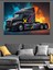 Grafitili Siyah Tır Dekoratif Kanvas - Mdf Ahşap Tablo 4