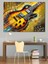 Sarı Elektro Gitar Sanatı Dekoratif Kanvas - Mdf Ahşap Tablo 1